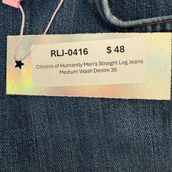 Citizens of Humanity Men's Straight Leg Jeans Medium Wash Denim 36 - Picture 10 of 10